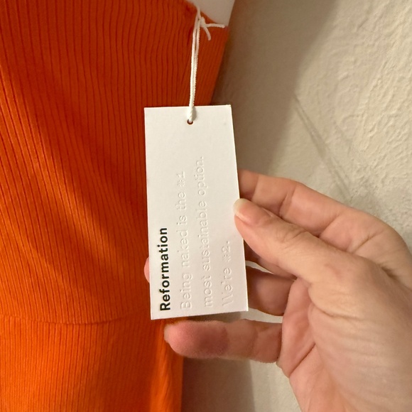 NWT Reformation size XL Laurena Knit Dress Citrus Ribbed Square Neck - Picture 3 of 14